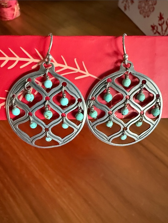 Silpada Jewelry - Silpada Sterling Silver Filigree Earrings with Turquoise Beads
